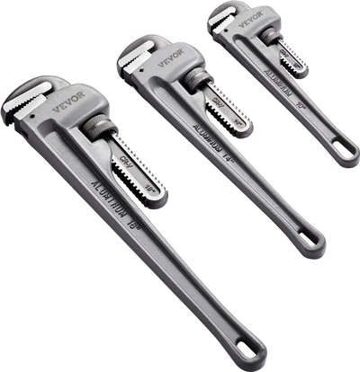 Vevor Pipe Wrench Set 3-Piece Aluminum Straight 10