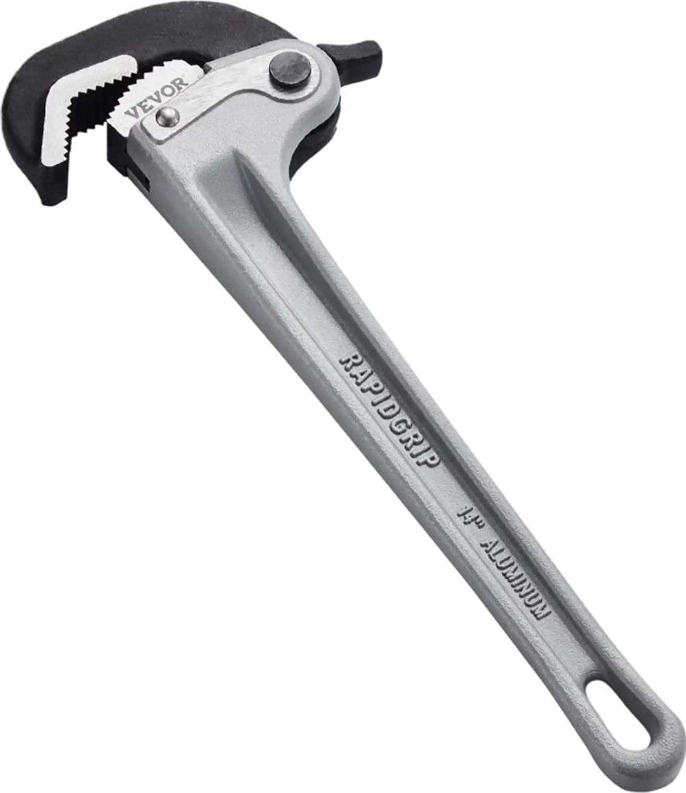 VEVOR Pipe Wrench, 14" Aluminum Straight Pipe Wrench, Automatic Jaw Adjustment, Adjustable Plumbing Wrench, Easy to Carry, Ergonomic Handle, Hangable Design, for Water Pipes, Automotive Repairs