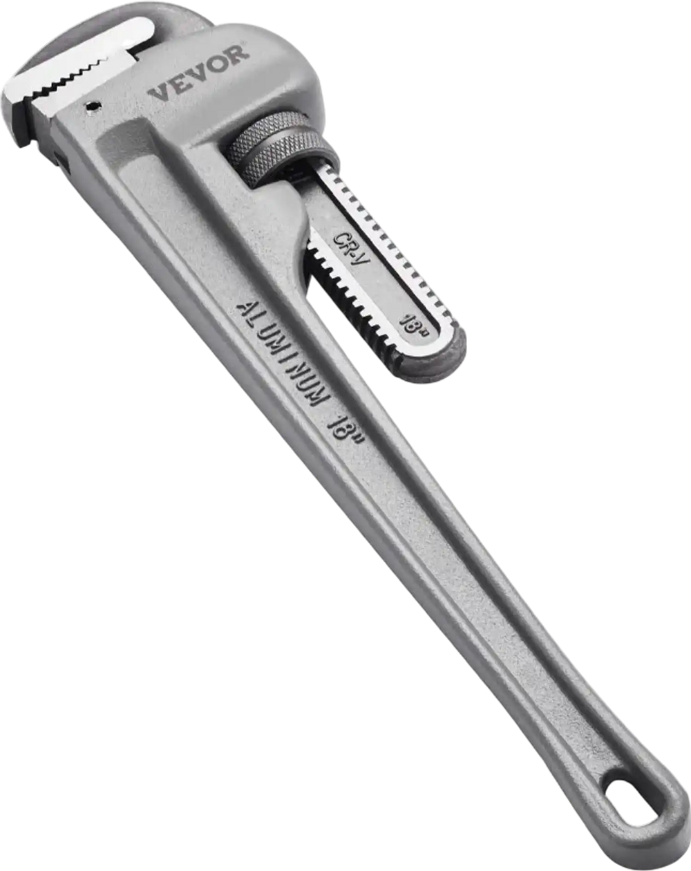 VEVOR Pipe Wrench, 18" Aluminum Straight Pipe Wrench, Adjustable Plumbing Wrench, with High Strength Jaw and Ergonomic Handle, Easy to Carry, Hangable Design, for Water Pipes, Automotive Repairs