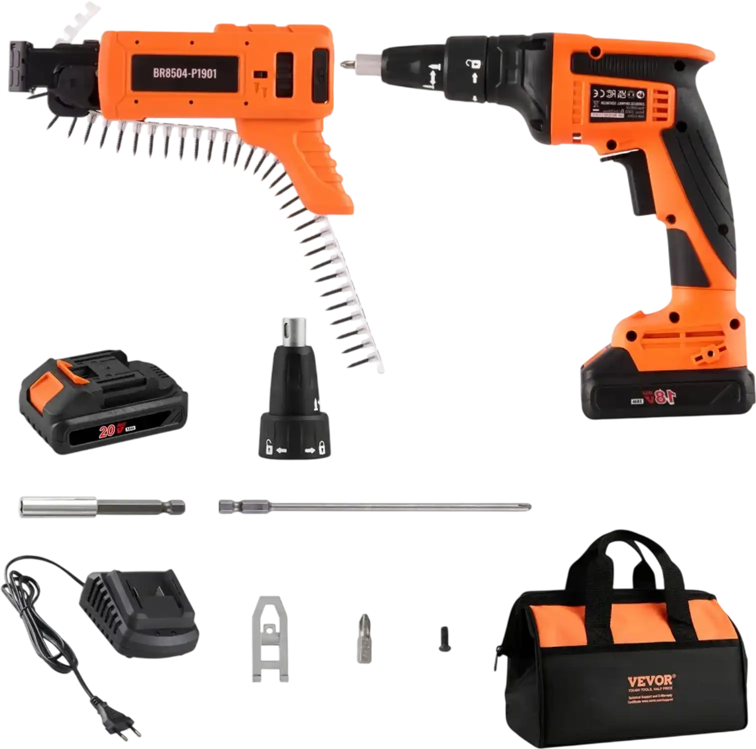 Vevor Drywall Screw Gun Auto-Feed 20V Max Cordless Brushless Kit New
