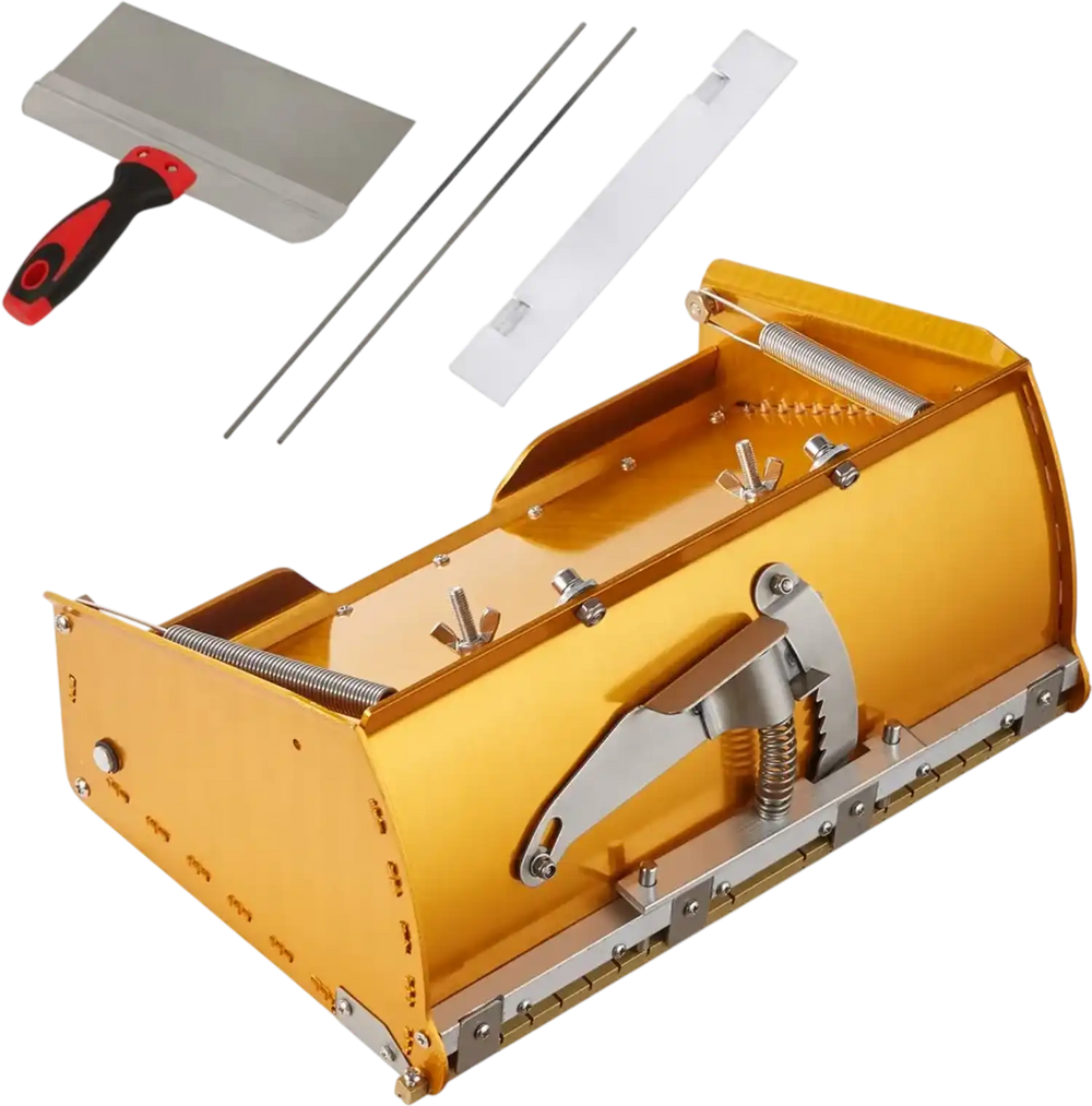 VEVOR Drywall Flat Box, 10-Inch Wide Quick Clean, Aluminum Finishing Mud Box for Plasterboard, Wallboard, Sheetrock, Bonus Mudguard, Extra 2 Stainless Steel Blades (10/12-Inch)