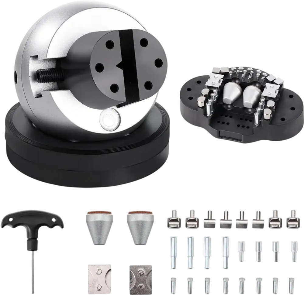 VEVOR Ball Vise, 5" Engraving Setting Tool, 360° Rotation Engraving Block Vise, 35 PCS Attachment Jewelry Engraving Block Tools Standard Block for Gemstone Inlay and Small-Scale Engraving