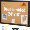 VEVOR Cork Board, 24 x 18 inches, Double-sided Bulletin Board with MDF Sticker Frame, Vision Board Includes 10 Pushpins, for Display and Decoration in Office Home and School