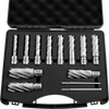 VEVOR Annular Cutter Set, 13 pcs Universal Shank Mag Drill Bits Kit, 2" Cutting Depth, 7/16" to 1-1/16" Cutting Diameter, HSS, 11 Drill Bits with 2 Pilot Pins, Plastic Case, for Magnetic Drills, Steel