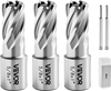 VEVOR Annular Cutter Set, 5 pcs Weldon Shank Mag Drill Bits Kit, 1" Cutting Depth, 5/8" Cutting Diameter, HSS, 3 Drill Bits with 2 Pilot Pins and 3 Plastic Cases, for Magnetic Drills, Steel, Aluminum
