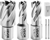 VEVOR Annular Cutter Set, 5 pcs Weldon Shank Mag Drill Bits Kit, 1" Cutting Depth, 1/2", 5/8", 1" Cutting Diameter, HSS, 3 Drill Bits with 2 Pilot Pins and 3 Plastic Cases, for Magnetic Drills, Steel