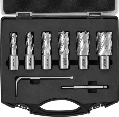 VEVOR Annular Cutter Set, 6 pcs Weldon Shank Mag Drill Bits, 1/2