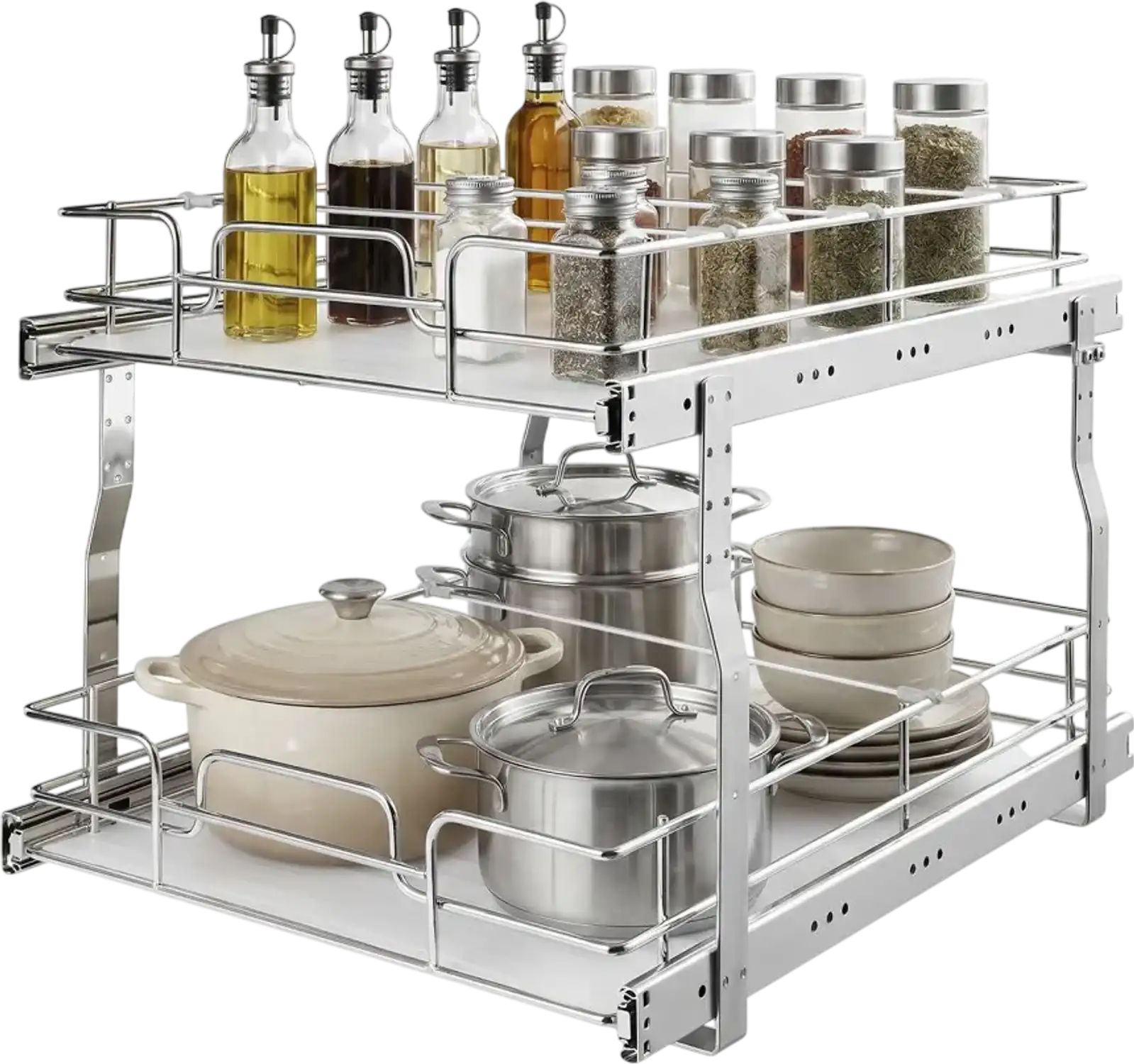 Vevor Pull-Out Cabinet Organizer 2-Tier Slide-Out Drawers for Kitchen Bathroom Pantry 16.97