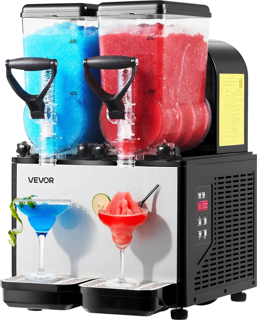 VEVOR Slushie Machine, 6L/1.6Gal x 2 Tank Commercial Slushy Maker, Frozen Drink Maker with Self-Cleaning, Margarita Machine for Restaurants Bars Party for Slushie, Margaritas, Milkshake & More