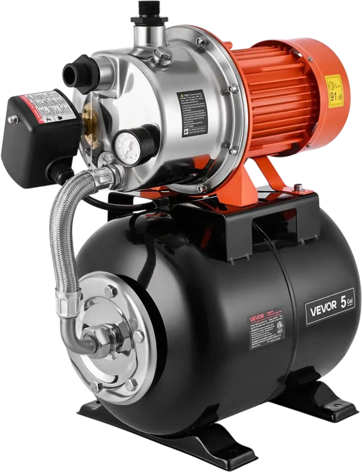 Vevor Shallow Well Pump with Pressure Tank 1.6 HP 1320 GPH Automatic Water Booster System New
