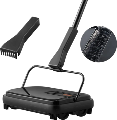 VEVOR Carpet Sweeper, 7.87 in Sweeping Paths, Floor Sweeper Manual Non Electric, 300 ml Dustbin Capacity with Comb for Home Office Rugs Hardwood Surfaces Wood Floors Laminate, Cleans Dust Pet Hair