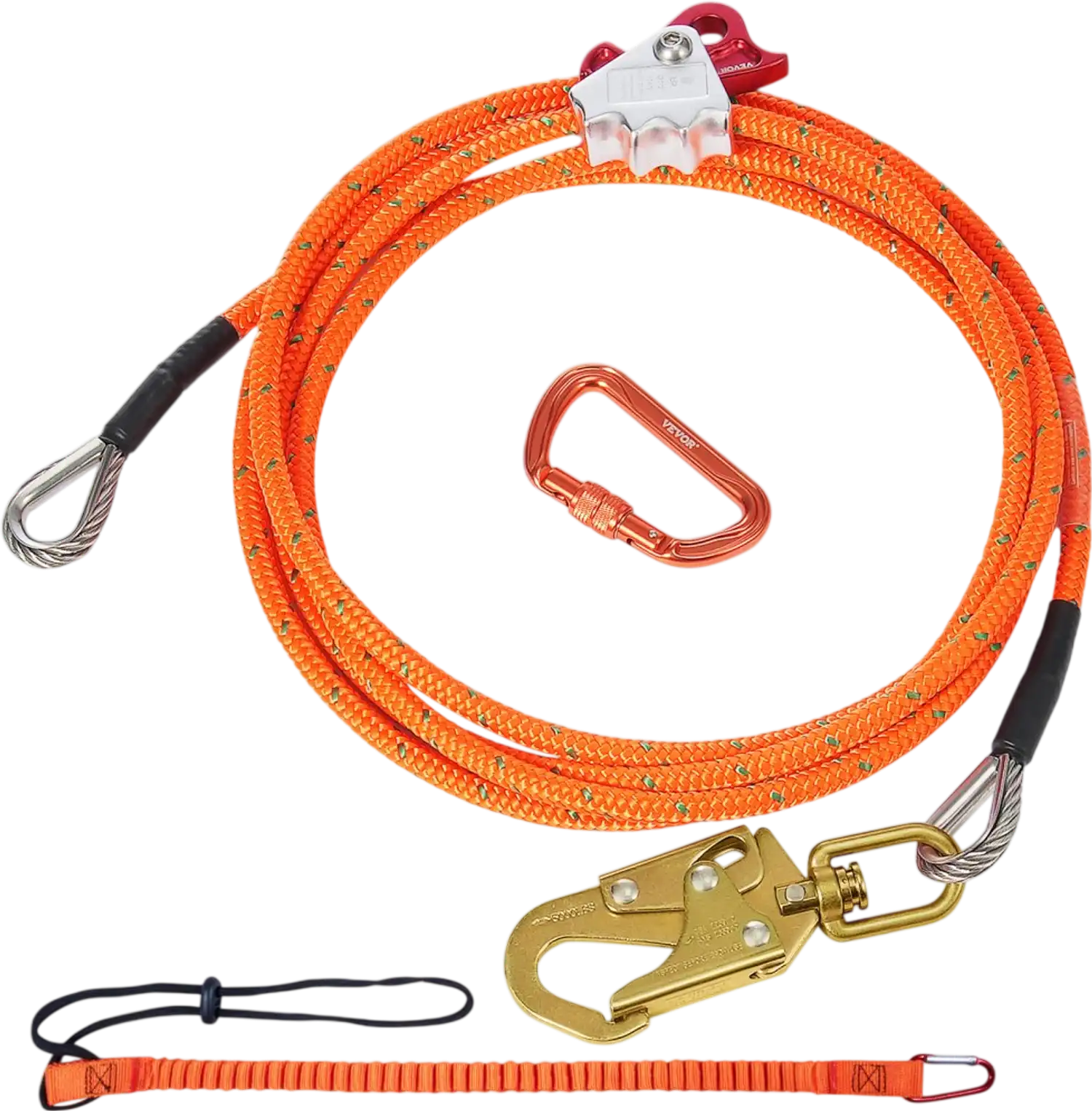 Vevor Wire Rope Steel Core Flipline Tree Climbing Safety Lanyard 12' New