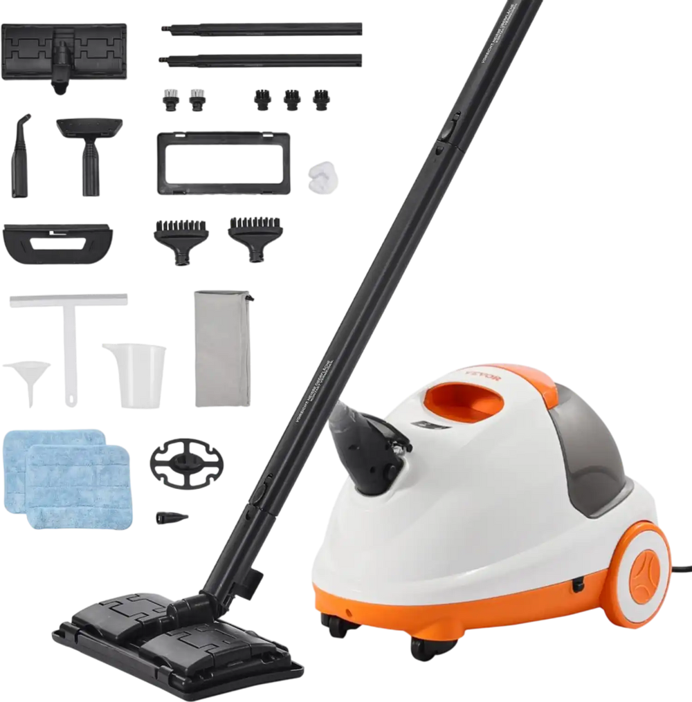 VEVOR Steam Cleaner, Multipurpose Powerful Steamer with 23 Accessories, Steamer Cleaing with Extra-Long Power Cord, 84.55 oz Tank and Portable Handle, for Grout, Tile, Floors, Appliances, Home & Car