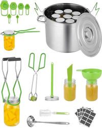 VEVOR Canning Supplies Starter Kit, 11 Pieces Stainless Steel Water Bath Canning Kit for Beginners, Canning Tools Set: Pot, Rack, Lid, Ladle, Funnel, Tongs, Jar Lifter, Wrench, Measuring Cup