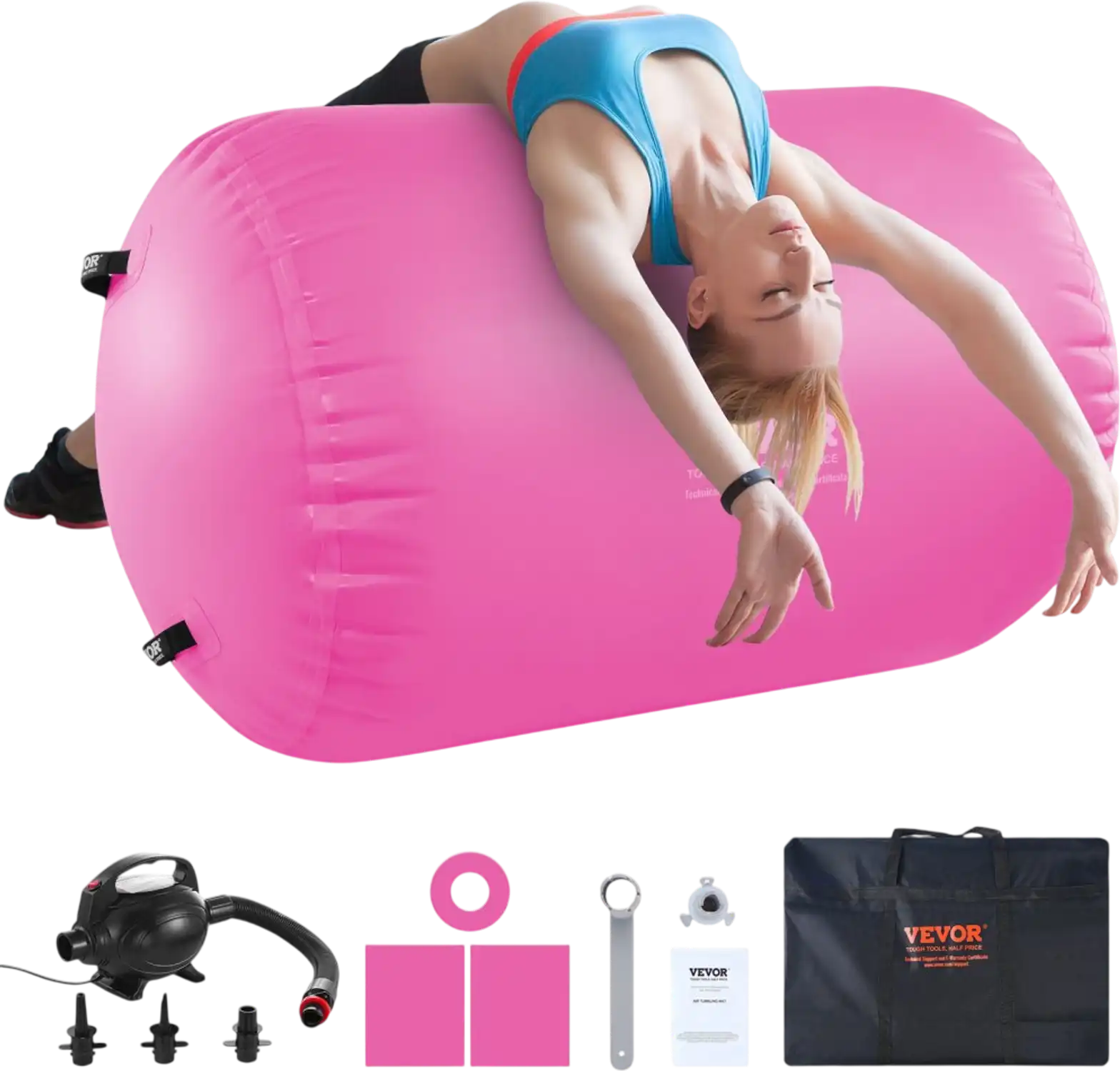Vevor Air Mat Inflatable Tumble Track Air Roller Barrel Pink New
