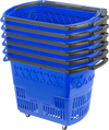 Shopping Basket with Handle on Castors- Blue Pack of 6