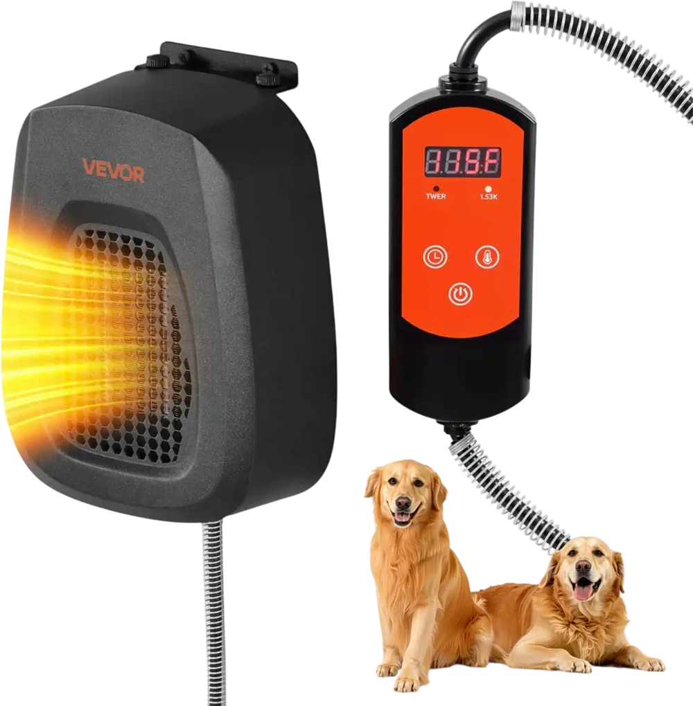 VEVOR Dog House Heater, 800W Pet Heater House with Overheat Protection, Adjustable Temperature & 24H Timer, Portable Electric Warmer with Anti-Bite Metal Material, Lightweight Chicken Coops Heated
