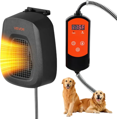 VEVOR Dog House Heater, 800W Pet Heater House with Overheat Protection, Adjustable Temperature & 24H Timer, Portable Electric Warmer with Anti-Bite Metal Material, Lightweight Chicken Coops Heated