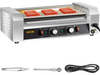 VEVOR Hot Dog Roller, 12 Hot Dog Capacity 5 Rollers, 750W Stainless Steel Cook Warmer Machine with Dual Temp Control, LED Light and Detachable Drip Tray, Sausage Grill Cooker for Kitchen Restaurant