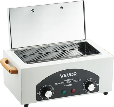 VEVOR High Temperature Autoclave Machine, 2L, 300W High Temperature Cleaner Machine Box with Adjustable Temperature and Time, Dry Heat Cabinet Nail Tool Cleaner for Labs, Home, Nail and Beauty Salons