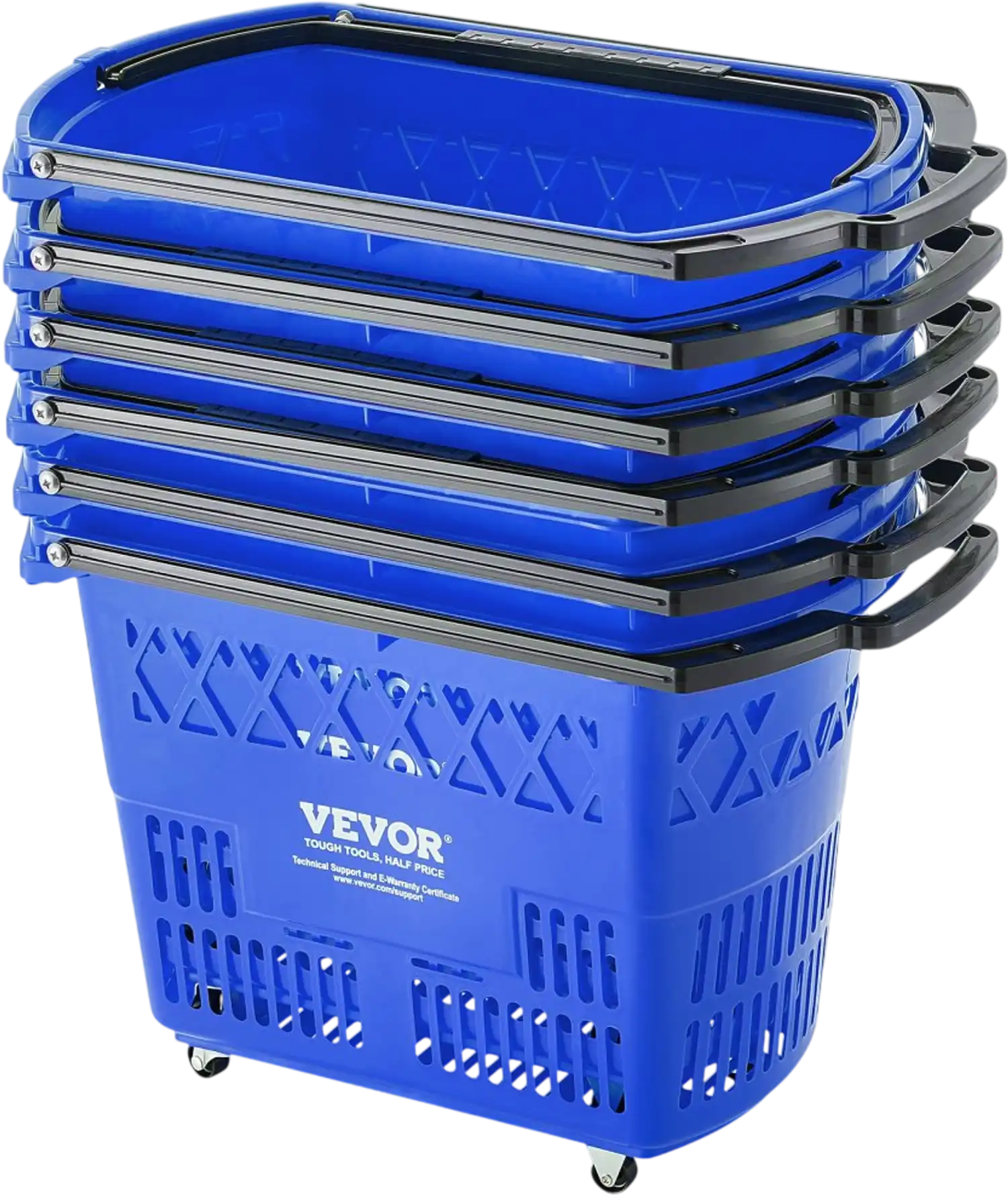 Vevor Shopping Basket 6-Pc 39L Rolling Basket Set with Wheels & Handles New
