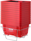 VEVOR Shopping Basket, Set of 12, 24L Durable Plastic Grocery Basket with Handle and Stand, 16.73 x 11.61 x 8.86 inch Portable Shop Basket Bulk Used for Retail Store Supermarket Grocery Shopping, Red
