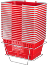 VEVOR Shopping Basket, Set of 20, 21L Durable Plastic Grocery Basket with Handle and Stand, 16.5 x 11.8 x 8.27 inch Portable Shop Basket Bulk Used for Retail Store Supermarket Grocery Shopping, Red