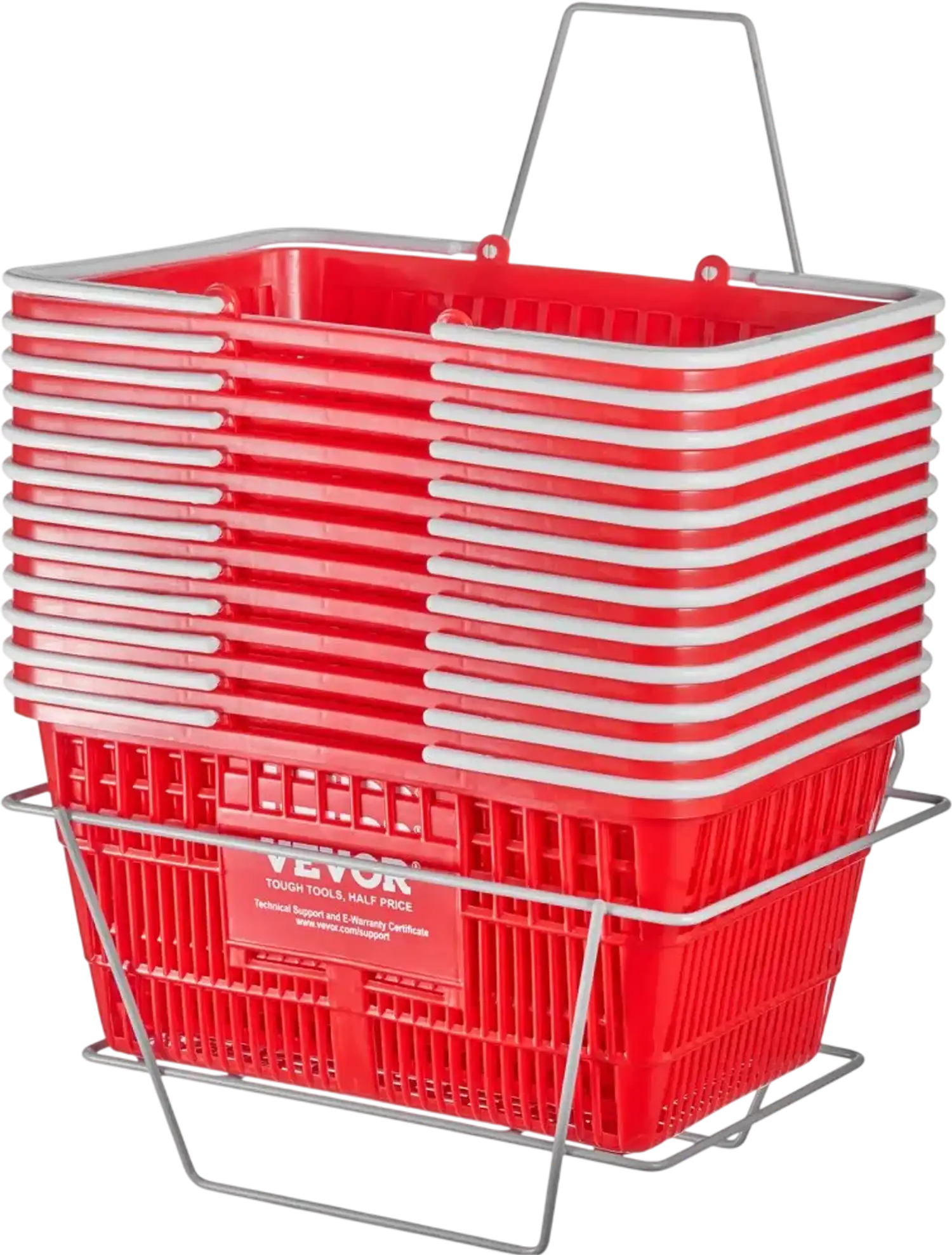 Vevor Shopping Basket 21L Portable Grocery Basket with Handle and Stand Set of 12 Red New