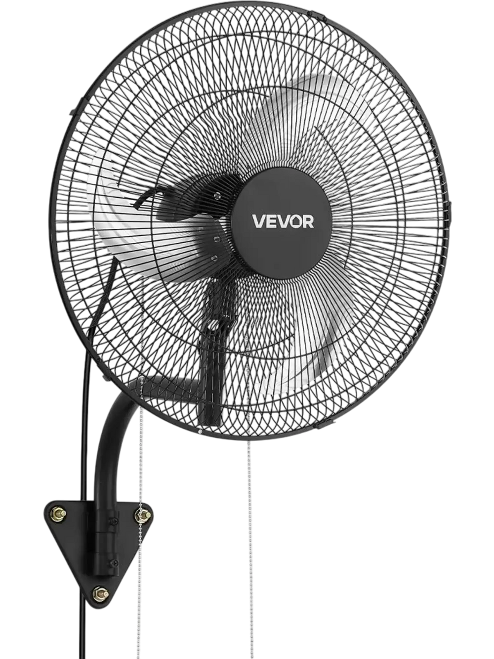 VEVOR Wall Mount Fan, 18 in Wall Mounted Hanging Fan Oscillating, 3-Speed, Long Airflow Distance, Adjustable Rotation Angle, Mechanical Powerful for Industry, Commercial, Garage, Workshop, Gym, Black
