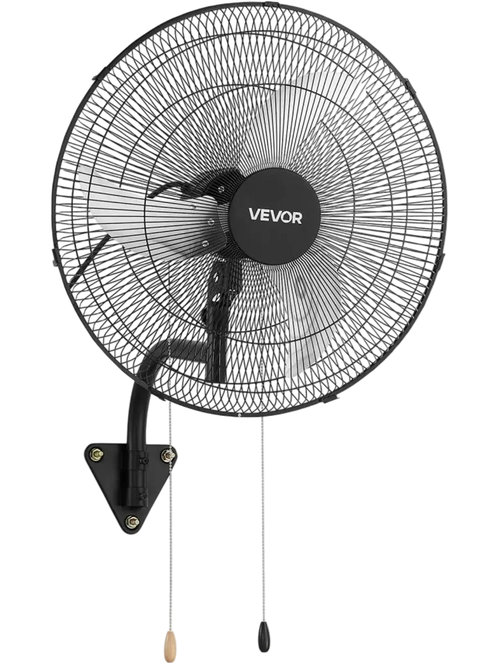 VEVOR Wall Mount Fan, 20 in Wall Mounted Hanging Fan Oscillating, 3-Speed, Long Airflow Distance, Adjustable Rotation Angle, Mechanical Powerful for Industry, Commercial, Garage, Workshop, Gym, Black