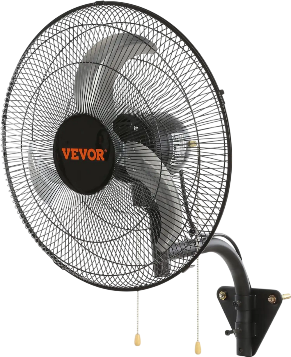 VEVOR Wall Mount Fan, 18 Inch, 3-speed High Velocity Max. 4000 CFM Oscillating Industrial Wall Fan, Commercial or Residential for Warehouse, Greenhouse, Workshop, Patio, Basement, Black, ETL Listed