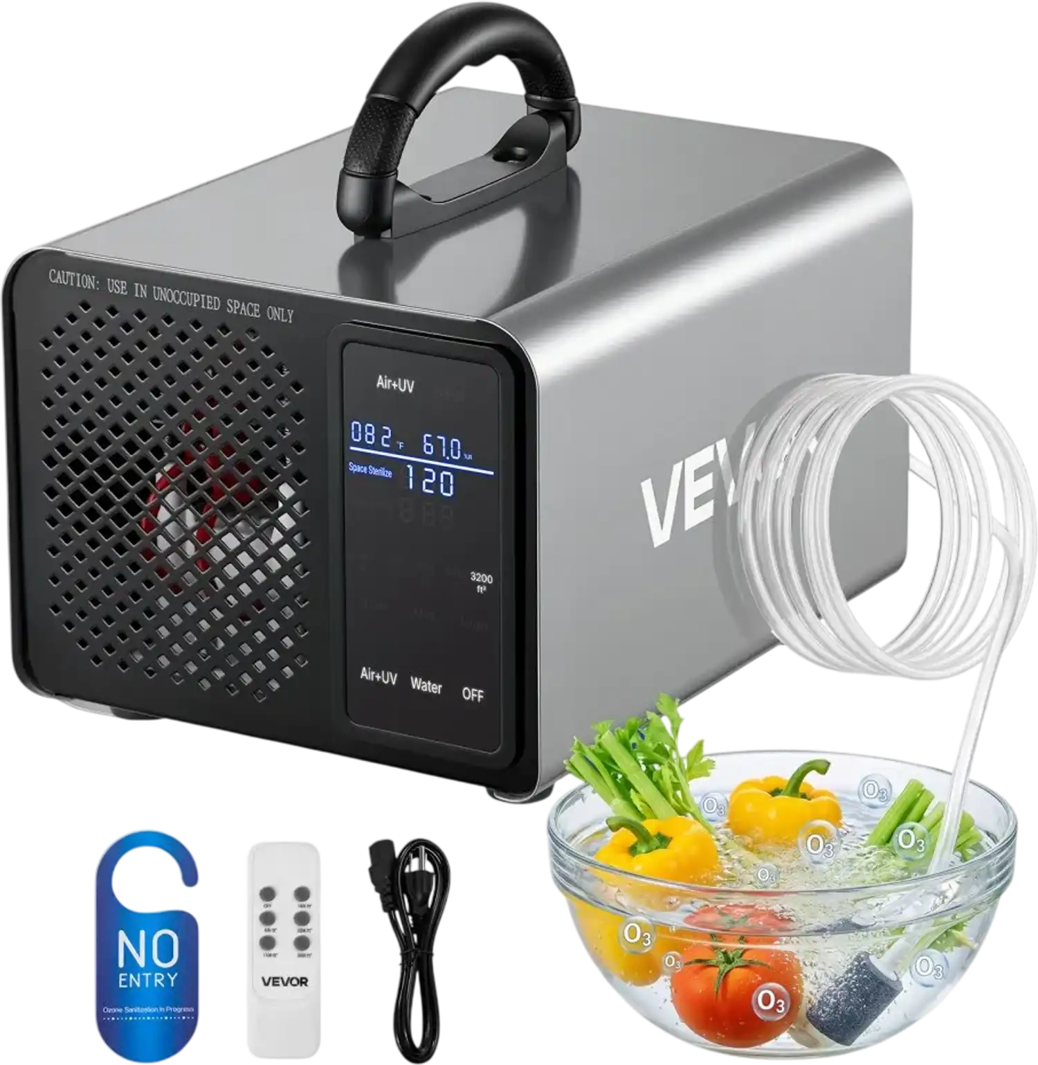 Vevor Ozone Generator 36000 mg/h Commercial Ozone Machine with LCD Touchscreen and 15s Delayed Start New