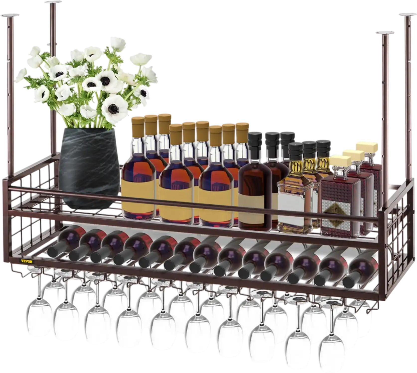 Vevor Wine Glass Rack Ceiling-Mounted Adjustable 46.9