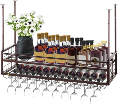Vevor Wine Glass Rack Ceiling-Mounted Adjustable 46.9