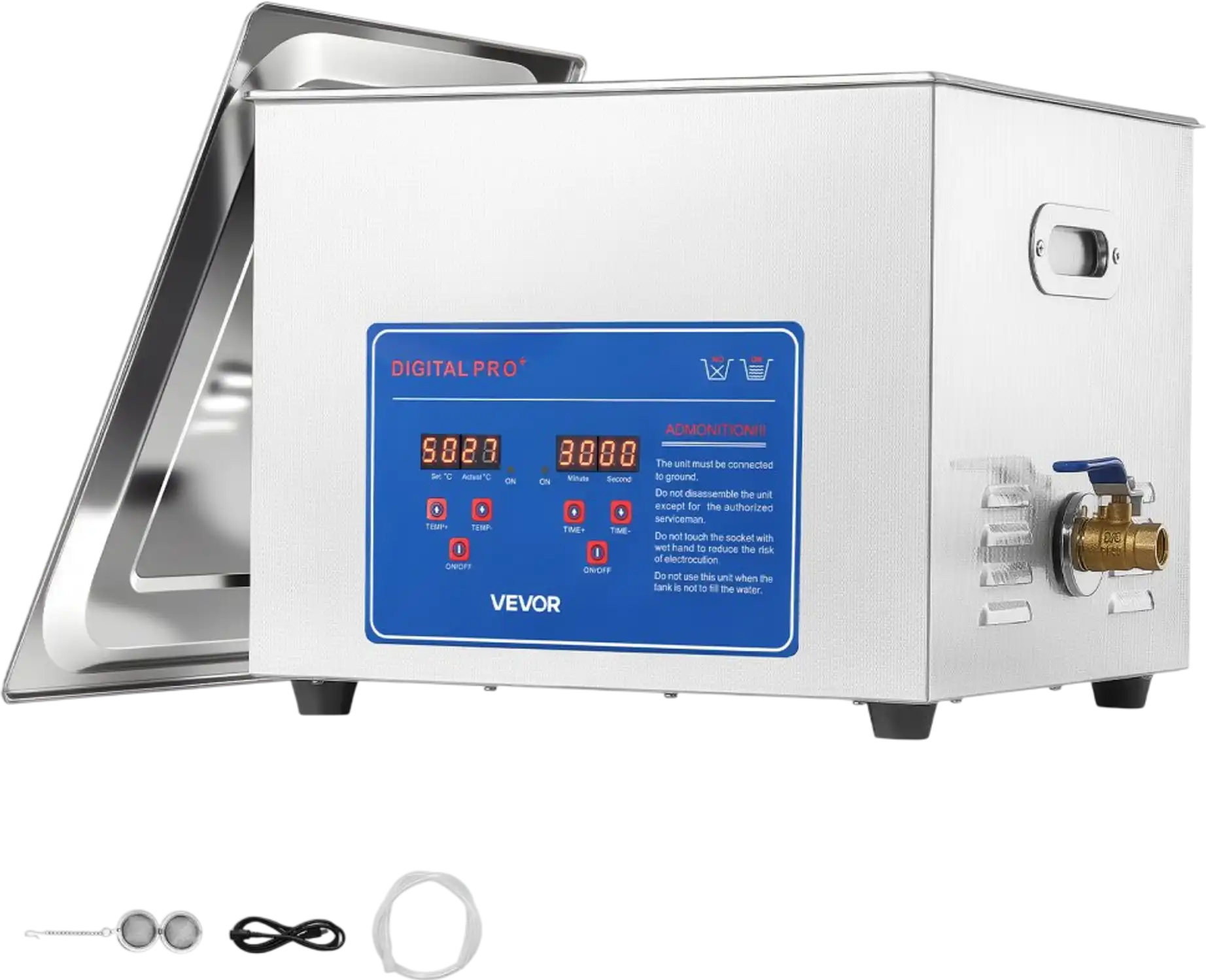 Vevor Ultrasonic Cleaner 15L 40kHz Digital Time and Temp Control Stainless Steel Cleaning Machine New