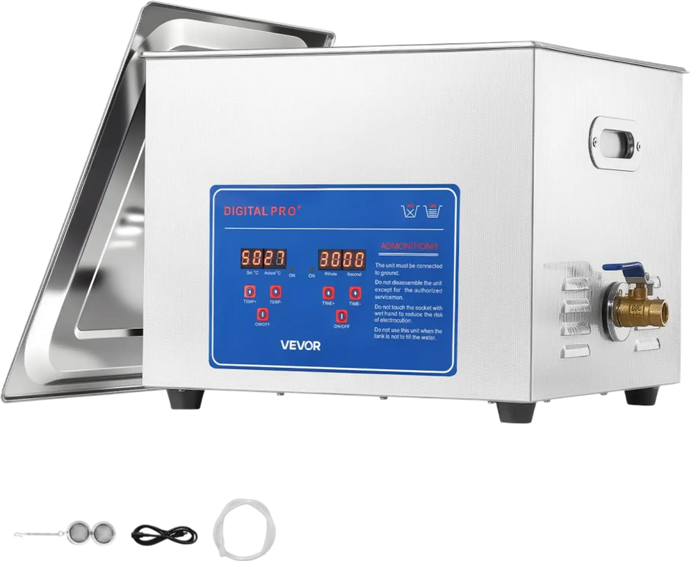 VEVOR Ultrasonic Cleaner 15L-Class Capacity Ultrasonic Parts Cleaner 40kHz, Digital Time and Temp Control, Stainless Steel Ultra Sonic Cleaning Machine with Cleaning Baskets, for Auto Parts, Glasses