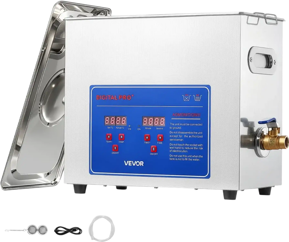 VEVOR Ultrasonic Cleaner 6L-Class Capacity Ultrasonic Parts Cleaner 40kHz, Digital Time and Temp Control, Stainless Steel Ultra Sonic Cleaning Machine with Cleaning Baskets, for Jewelry, Small Items