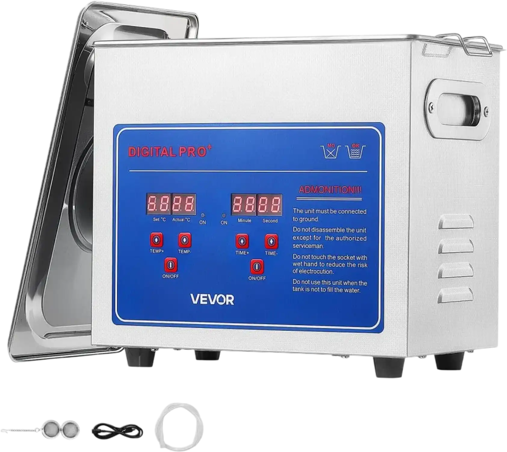Vevor Ultrasonic Cleaner 3L 40kHz Digital Time and Temperature Control Stainless Steel Cleaning Machine New
