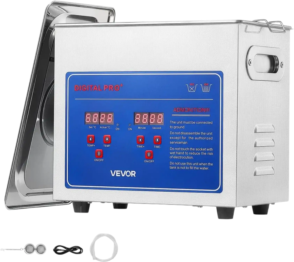 VEVOR Ultrasonic Cleaner 3L-Class Capacity Ultrasonic Parts Cleaner 40kHz, Digital Time and Temp Control, Stainless Steel Ultra Sonic Cleaning Machine with Cleaning Baskets, for Jewelry, Small Items