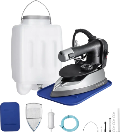 VEVOR Gravity Feed Steam Iron, 1000W Gravity Feed Iron with 3.5 L Large Capacity Tank, Demineralizer Cartridges, Non-Stick Ironing Shoe, 5 Temperature Settings, Industrial Electric Steam for Ironing