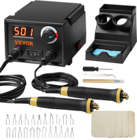 VEVOR Wood Burning Kit, 200~700°C Adjustable Temperature with Display, Dual Output Port with 2 Pyrography Pens, 23 Wire Nibs, 4 Wood Chip, 1 Pen Holder, 1 Screwdriver, 1 Knife, 1 Tweezers, 1 Sponge