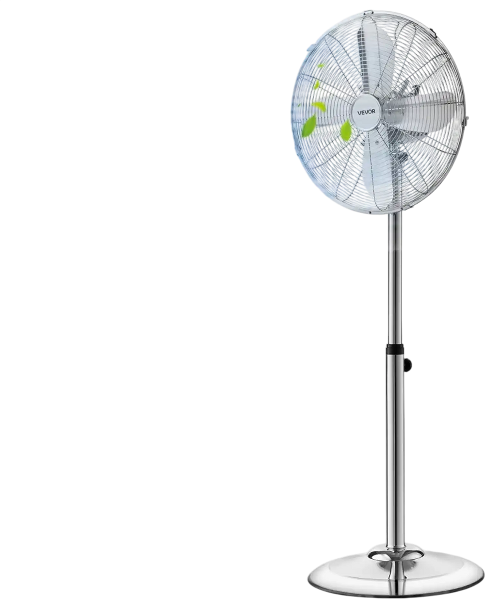 VEVOR 16-Inch High Velocity Pedestal Fan, 1450 CFM Industrial Standing Floor Fan with Handle, 75° Oscillating, 3-Speed Adjustable Height, Metal Made for Commercial, Garage, Workshop, Home, Silver