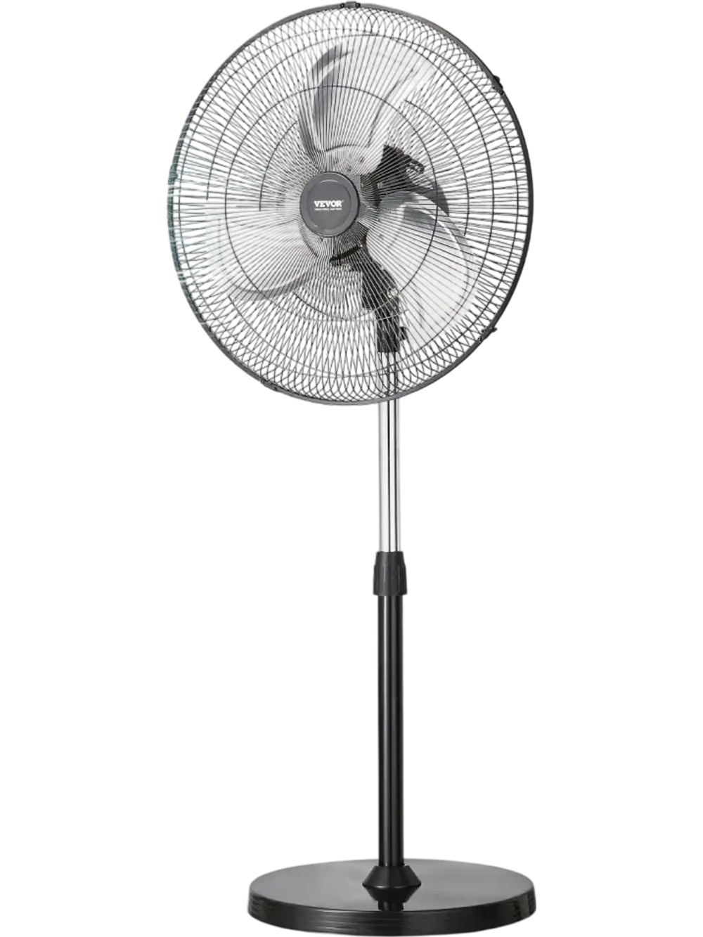 VEVOR Industrial Pedestal Fan, 18 Inch 90-Degree Oscillating Fan, Height Adjustable Standing Fans with 3 Adjustable Speeds, High Power Fans for Warehouse,Garage,Commercial,Residential, Black