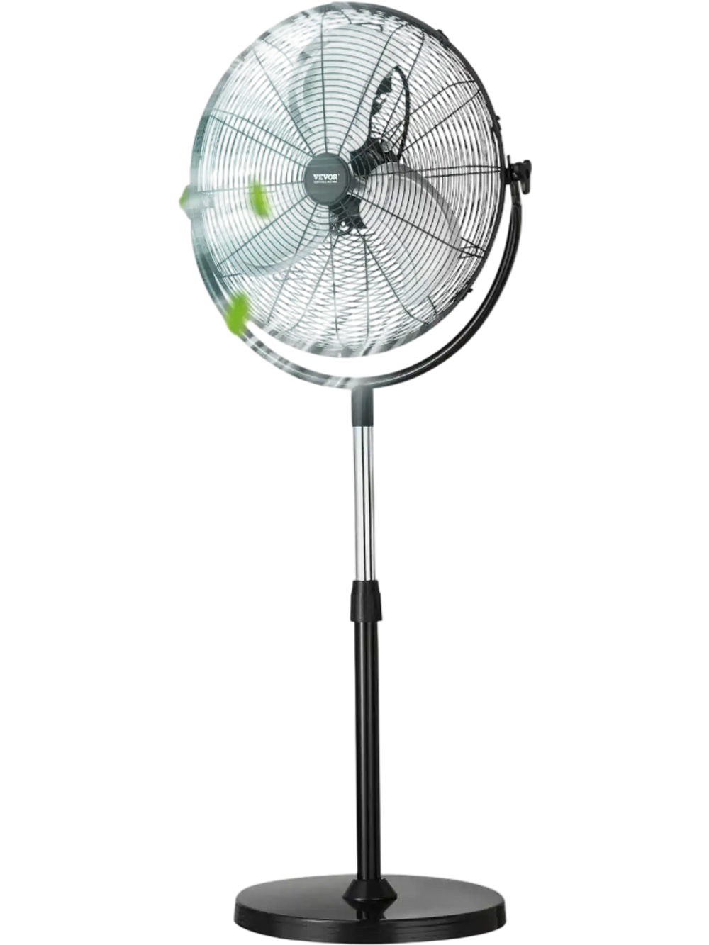 VEVOR Industrial Pedestal Fan, 20 Inch Standing Fan with 46.9 to 59.6 Inches Adjustable Height, Floor Fans with 3 Adjustable Speeds, High Power Fans for Warehouse,Garage,Commercial,Residential, Black