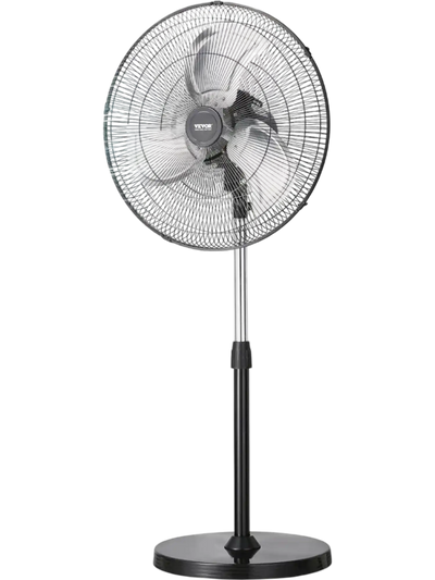 VEVOR Industrial Pedestal Fan, 20 Inch 90-Degree Oscillating Fan, Height Adjustable Standing Fans with 3 Adjustable Speeds, High Power Fans for Warehouse,Garage,Commercial, Black