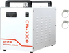 VEVOR Industrial Water Cooler CW-3000 120V Air-Cooled Water Cooling System, for 60W Laser Tubes CO2 Laser Engraving & Cutting Machines, with 2.38 Gal Tank Capacity, 2.43 GPM Max Flow, with Built-In Fan