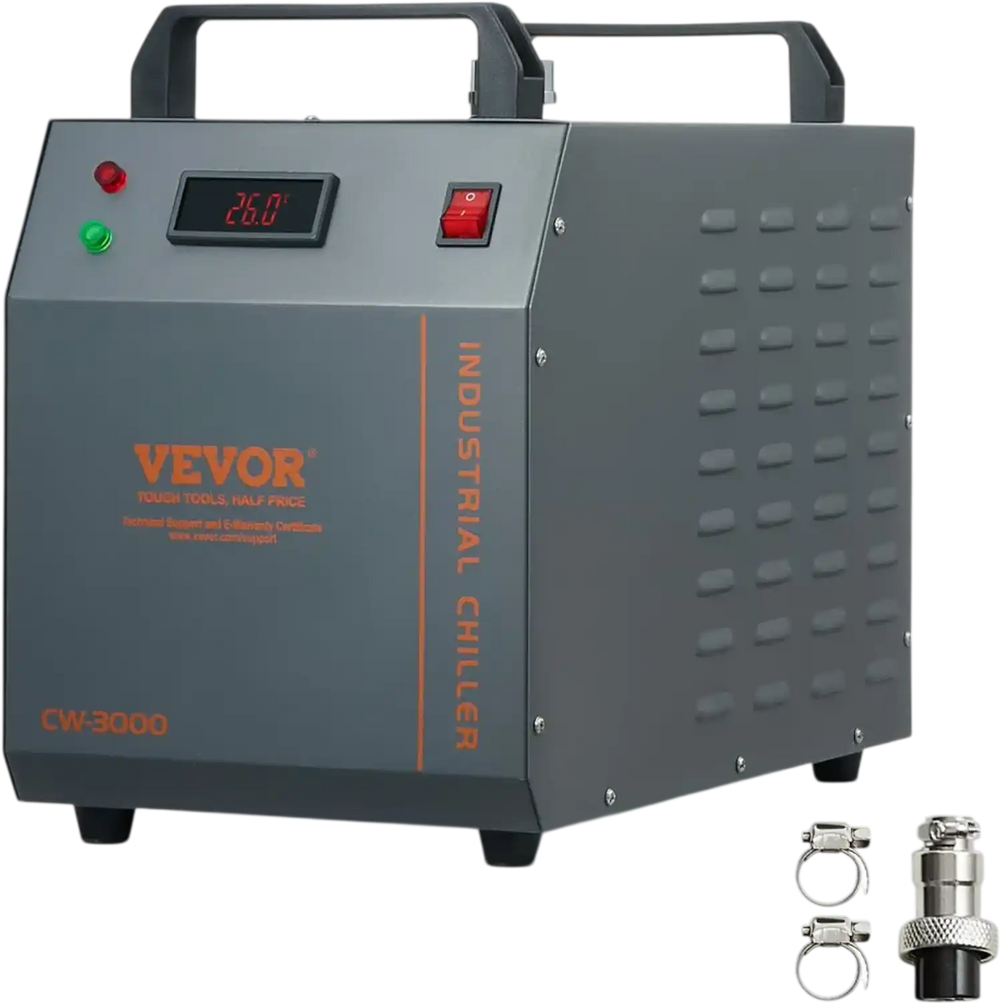 VEVOR Industrial Water Chiller, CW-3000, 80W Air-Cooled Industrial Water Cooler Cooling System with 12 L Water Tank Capacity 12 L/min Maximum Flow Rate, for Laser Engraving Machine Cooling Machine