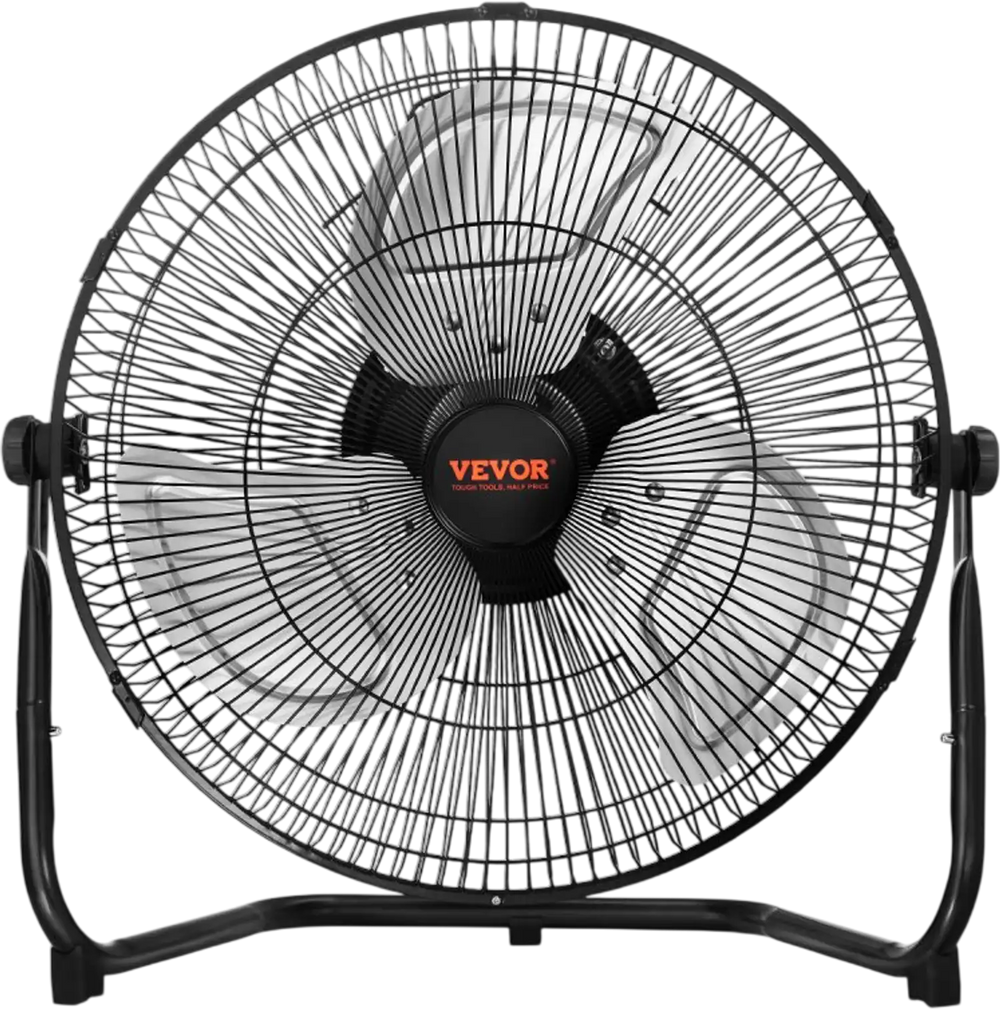 VEVOR Floor Fan, 3 Speeds High Velocity Heavy Duty 14 Inch Industrial Fan, 2560 CFM 360° Adjustable Tilt 19.69 ft/sec Airflow Large Metal Fan, for Home, Gym, Office, Garage, Commercial Shop & Bedroom