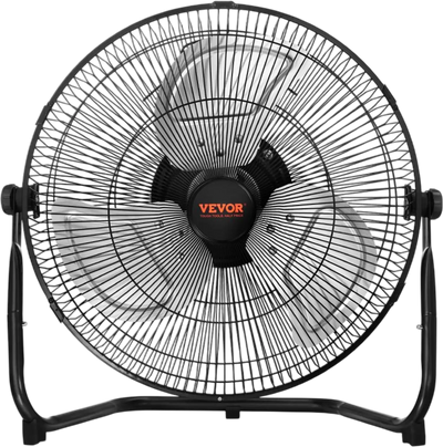VEVOR Floor Fan, 3 Speeds High Velocity Heavy Duty 14 Inch Industrial Fan, 2560 CFM 360° Adjustable Tilt 19.69 ft/sec Airflow Large Metal Fan, for Home, Gym, Office, Garage, Commercial Shop & Bedroom