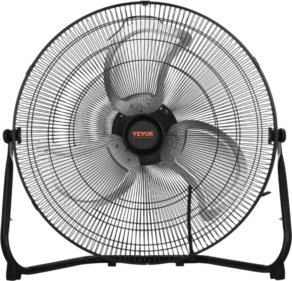 VEVOR Floor Fan, 3 Speeds High Velocity Heavy Duty 20 Inch Industrial Fan, 4800 CFM 360° Adjustable Tilt 21.33 ft/sec Airflow Large Metal Fan, for Home, Gym, Office, Garage, Commercial Shop & Bedroom